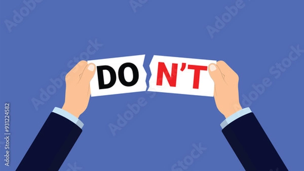 Fototapeta Hand tear don't text paper perfect for risk and motivation concept