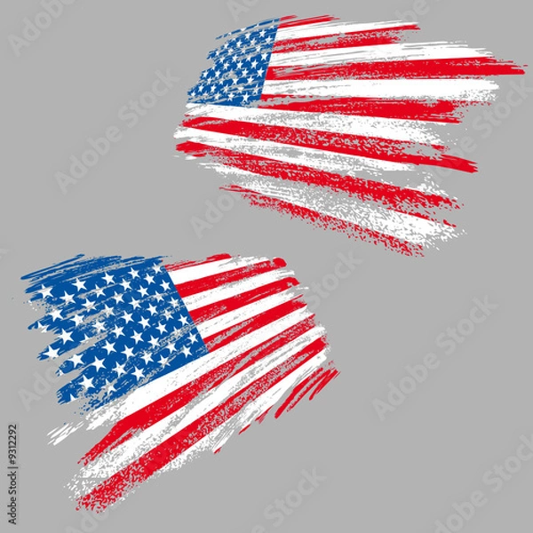 Fototapeta Two perspective views of the USA flag in grunge style
