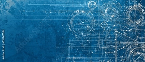 Obraz Detailed tech blueprint design, Generative AI