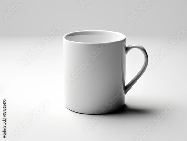 Fototapeta White Porcelain Mug. Luxurious Gloss on a Seamless White Background