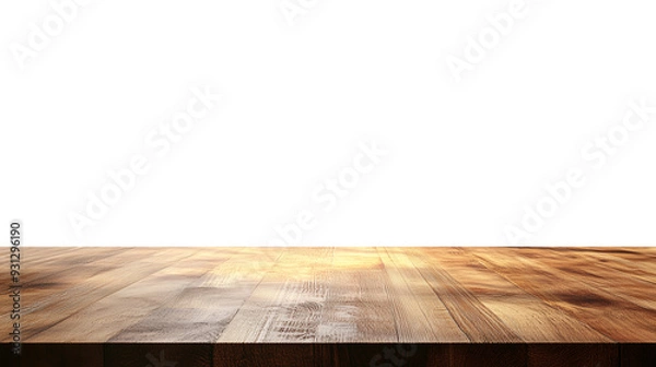 Fototapeta Light wooden table top on white background, Products presentation concept