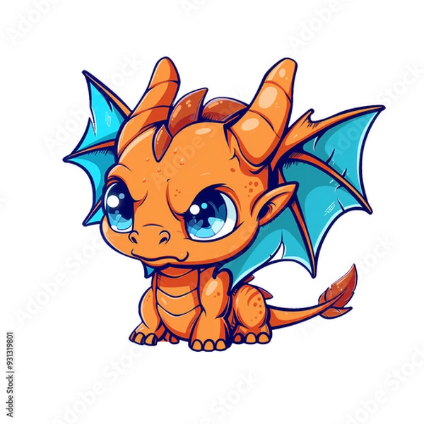 Obraz A Cartoon Red Dragon With Big Eyes And A Tail