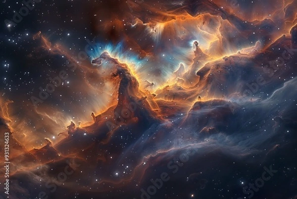 Fototapeta Fantastic sky background in a space. Generative AI