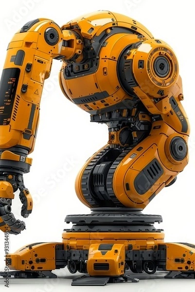 Obraz A large, industrial robotic arm with intricate mechanical details.