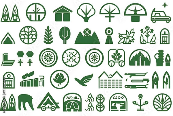Fototapeta Sustainability Icon Set on Clean White Background