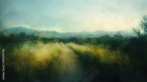 Fototapeta Blurred shot of an impressionistic landscape 