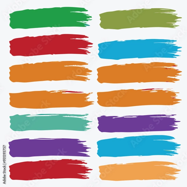 Fototapeta A set of stock rainbow watercolor colorful brush vectors. collection
