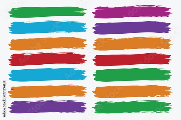 Fototapeta A set of stock rainbow watercolor colorful brush vectors. collection