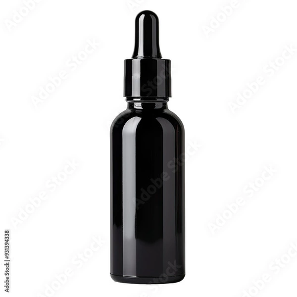 Fototapeta Front view of a black liquid highlighter bottle with no labels isolated on a white transparent background.