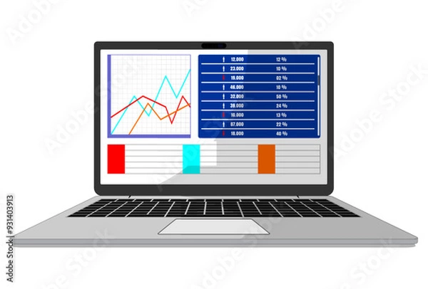 Obraz Laptop stock market vector