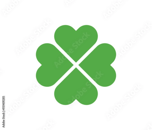 Fototapeta Luck or stylized lucky four leaf clover vector icon, Shamrock green four leaf clover icon for apps and web