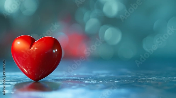 Obraz Red heart shape on  isolated background with ample copy space. The minimalist design is perfect for expressing love, affection	
