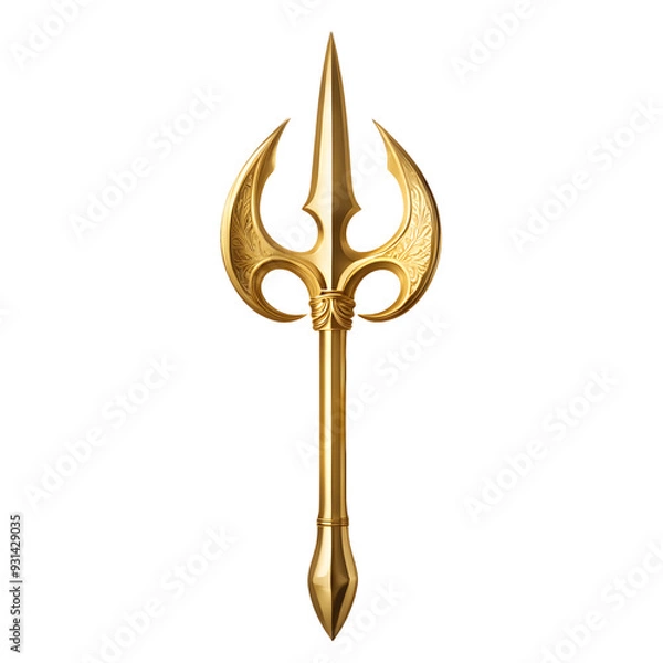 Obraz Golden Trident Isolated on Transparent Background