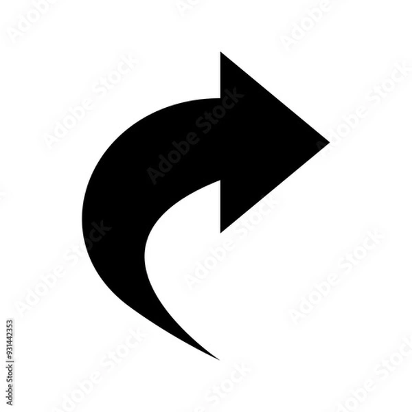 Fototapeta curved arrow png, black curved arrow icon ioslated on transparent background