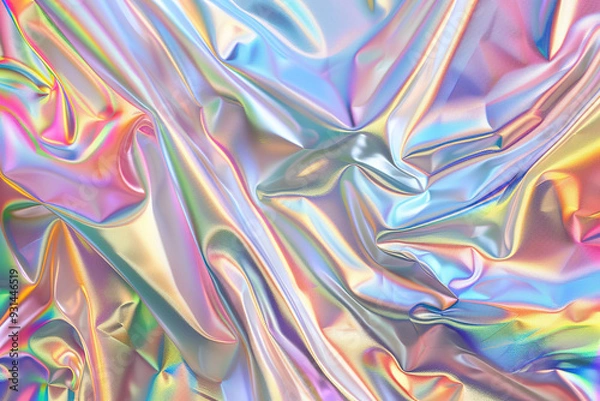 Fototapeta Generative ai on theme of beautiful texture metal creasy foil, design natural abstract background
