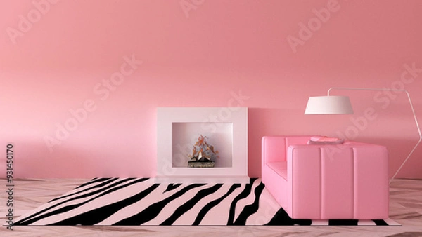 Fototapeta Room interior with Wall Background. 3D rendering ,3D illustration	
