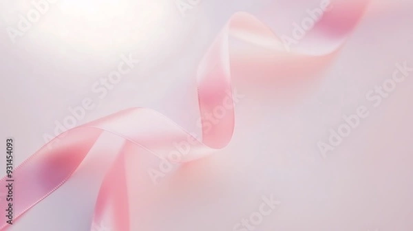 Fototapeta soft pink ribbon gently curving across a pastel pink background