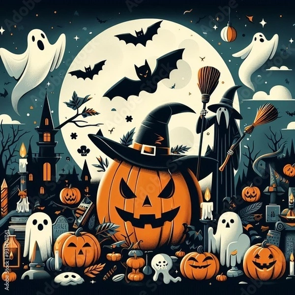 Obraz halloween background with pumpkin