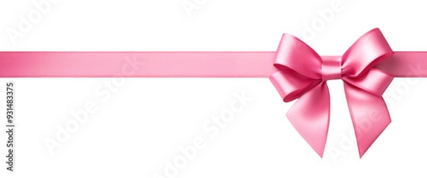 Fototapeta Elegant pink ribbon with a bow isolate on transparent background, png, cutout