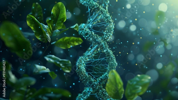 Obraz Biochemical DNA Molecular Structure in Plants: A Close-Up View"
"Exploring Plant Biochemistry: DNA and Molecular Structure Visualization"