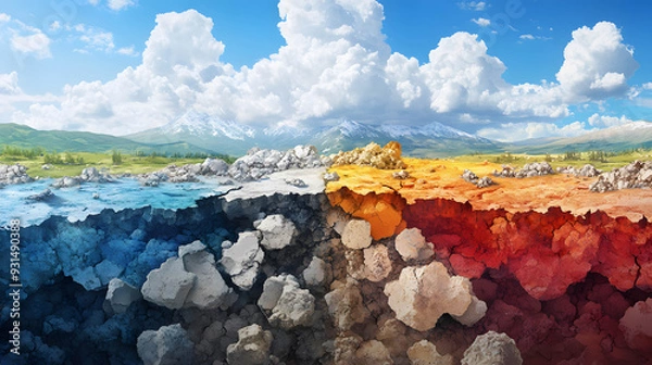 Fototapeta Demand for rare earths and their discovery. The importance of rare earths in manufacturing and technology industries concept.