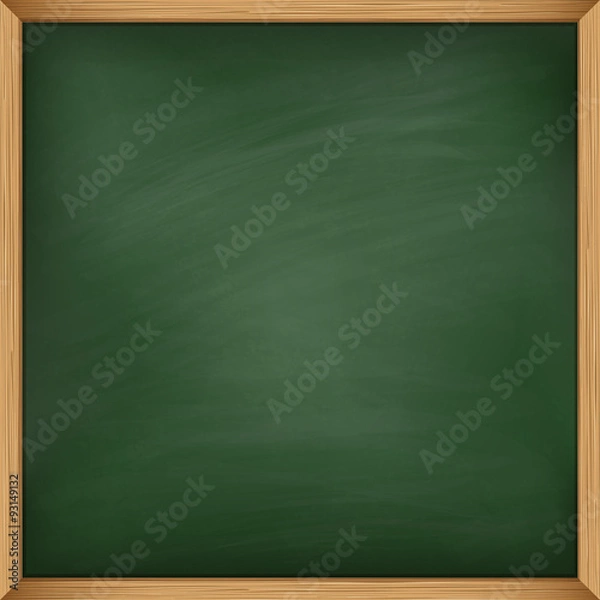 Fototapeta Empty green chalkboard with wooden frame. Template