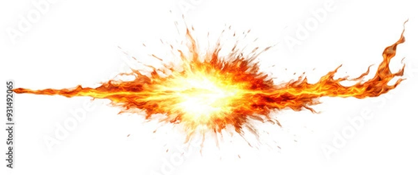 Fototapeta Dynamic explosion with fiery colors isolate on transparent background, cutout, png