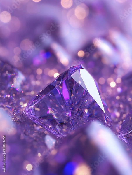 Obraz A pastel-colored background with lilac, chambray blue, and peach fuzz, highlighted by glitter and sparkly diamonds for a dreamy aesthetic