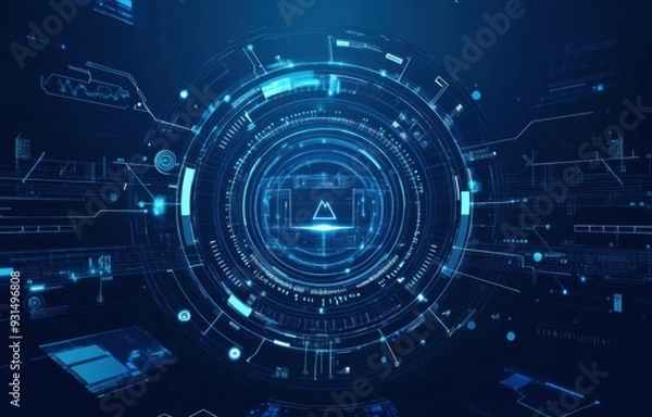 Obraz High-Tech Circular Interface with Digital Network