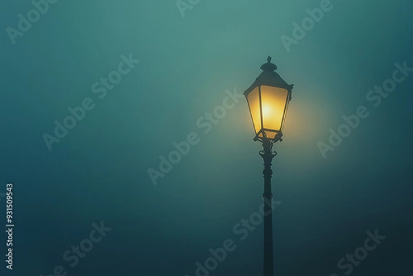 Obraz an old retro street lamp putting light on the public city