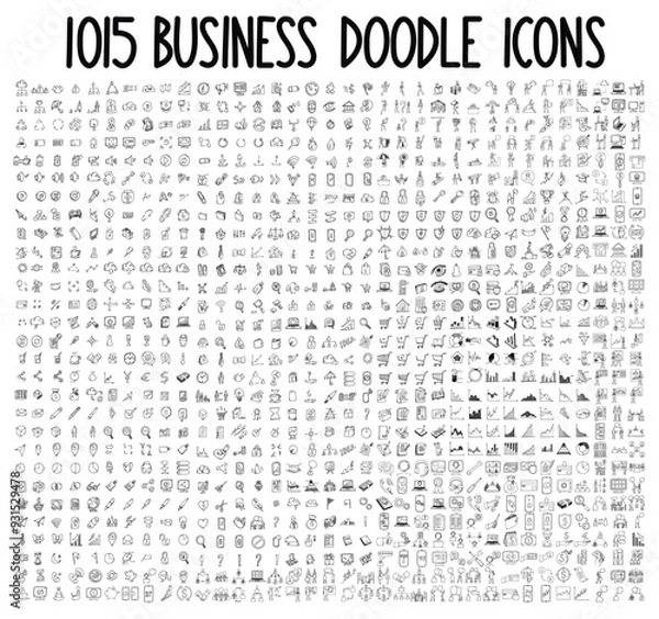 Fototapeta Business Related Doodle vector icon set. Drawing sketch illustration hand drawn line eps10