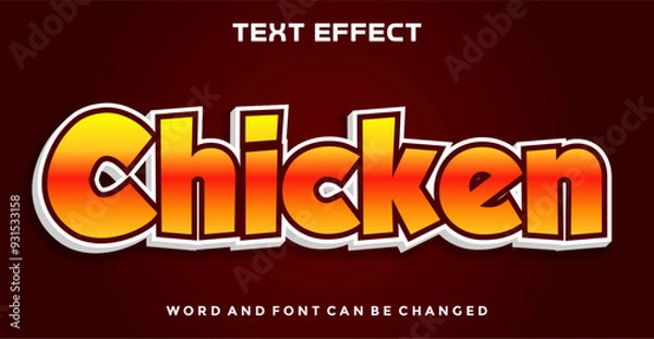 Fototapeta Chicken editable text effect
