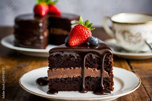 Obraz chocolate cake on a plate