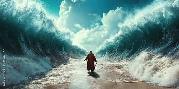 Fototapeta moses parting the red sea, 