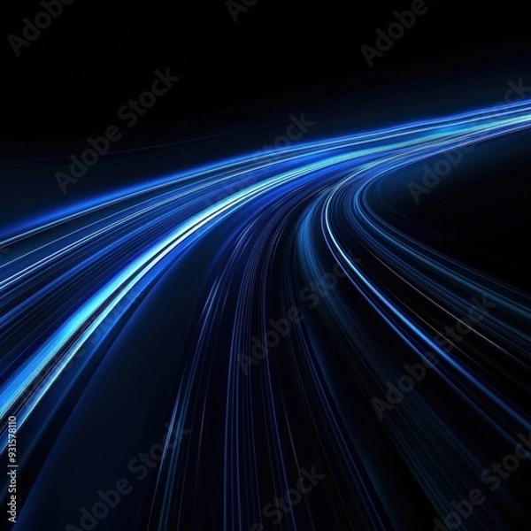 Fototapeta Abstract blue light trails