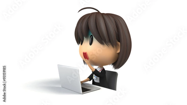 Fototapeta パソコンを使って青ざめる女性スタッフ