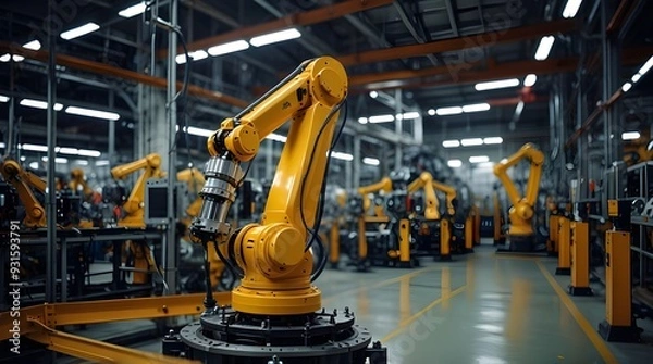 Fototapeta smart industry robot arms for digital factory producti. generative.ai