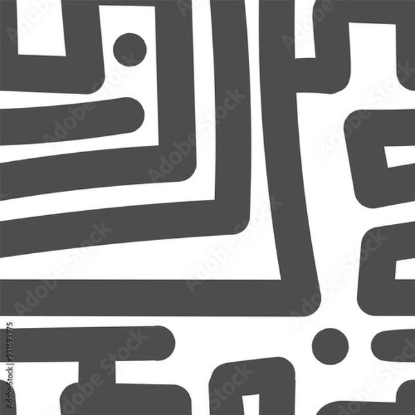 Fototapeta Seamless abstract pattern on white background. Vector doodle image. Graphic linear wallpaper.
