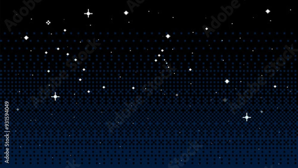 Obraz Sky with stars.background in pixel art. Vector illustration.	