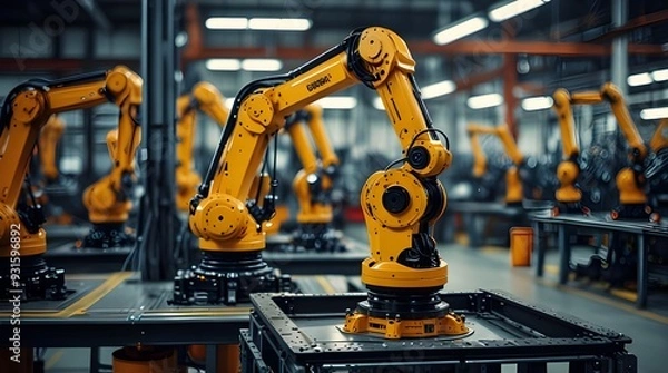 Fototapeta smart industry robot arms for digital factory producti. generative.ai