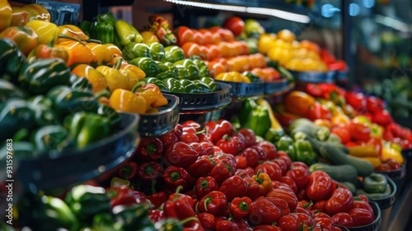 Fototapeta Fresh Produce Display in a Grocery Store