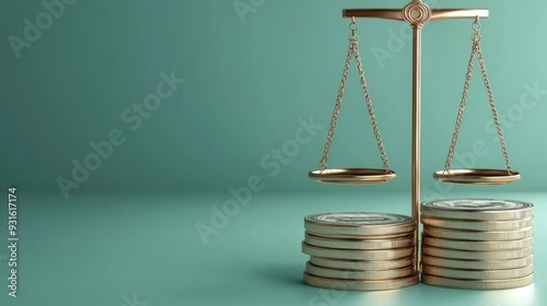 Fototapeta Maximizing Financial Leverage - Strategic Money Scaling in 3D Concept by Style By  with Copy Space