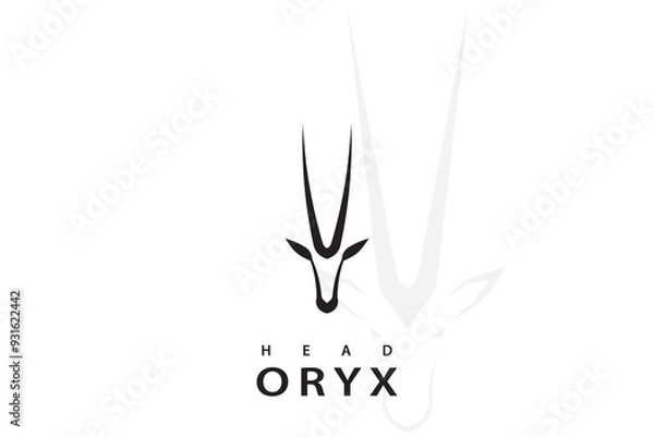 Fototapeta Oryx head logo design, vector silhouette of an oryx head, with long horns.