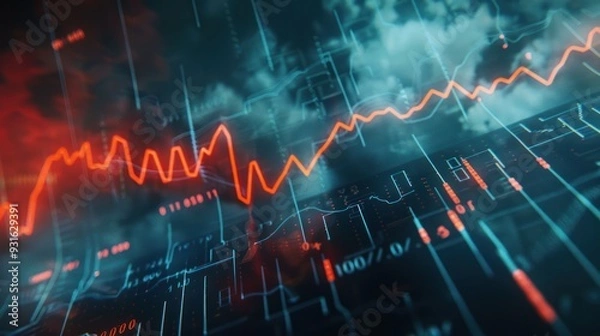 Fototapeta Abstract Digital Financial Data Visualization