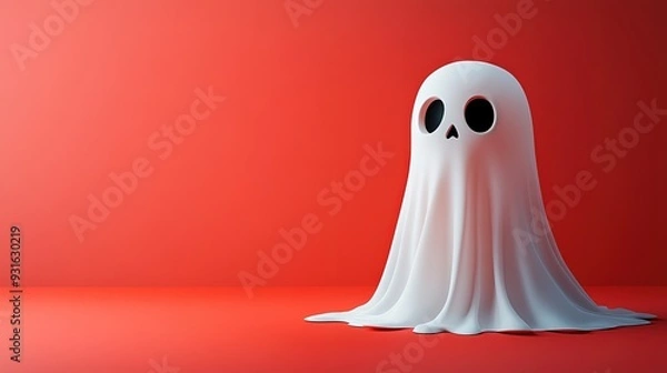 Fototapeta Floating Cartoon Ghost in 3D