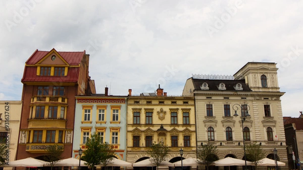 Fototapeta Facades of the buildings located on Cieszyn's Main Square.