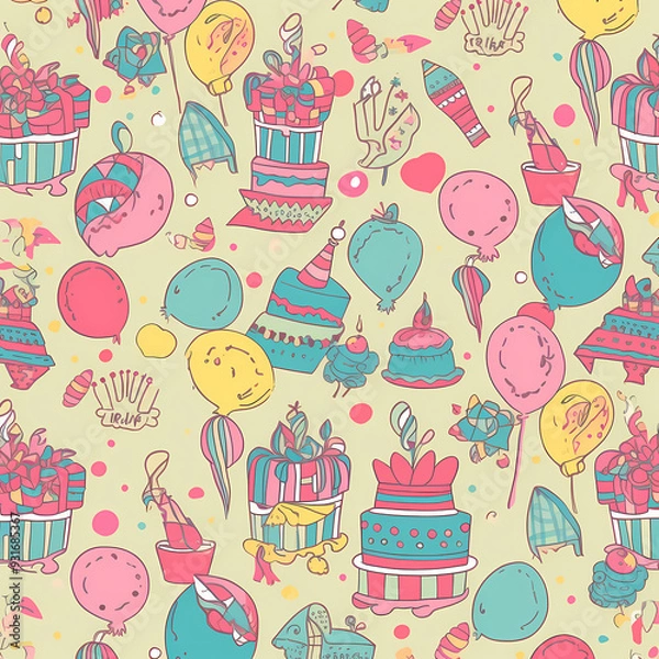 Fototapeta Birthday party time seamless pattern vector image