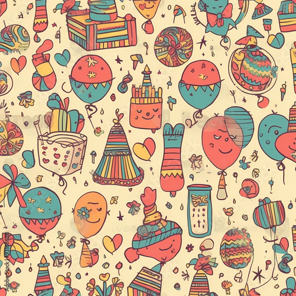 Fototapeta Birthday party time seamless pattern vector image
