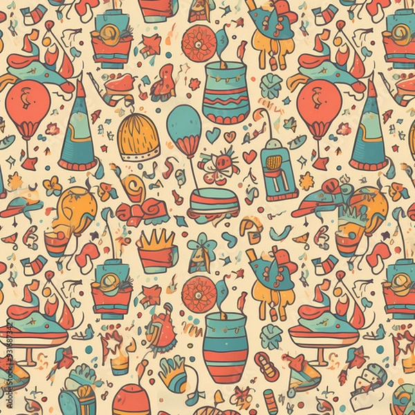 Fototapeta Birthday party time seamless pattern vector image