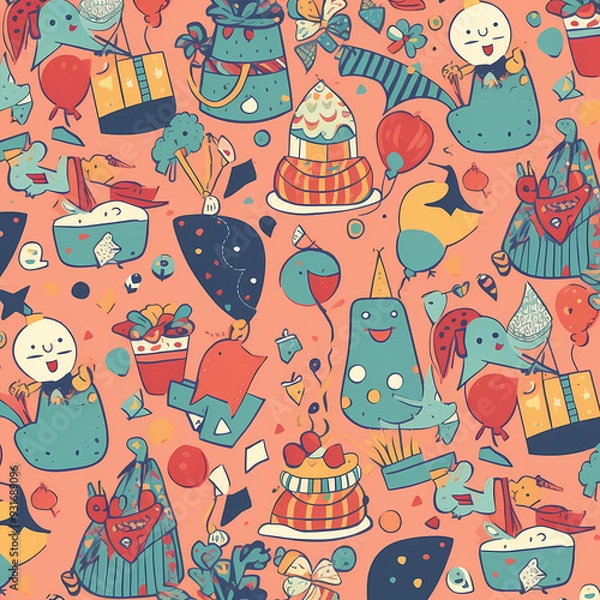 Fototapeta Birthday party time seamless pattern vector image